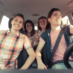 teen driver with friends in the car