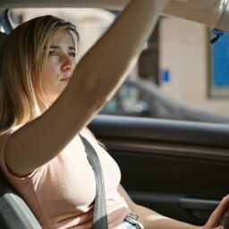 Teen driver following safe driving tips